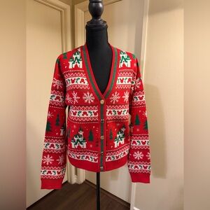 Disney Disney Christmas Sweater Cardigan Red Small